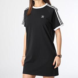 Camiseta Adidas 3 S Rgln Vestido en Negro para Chica