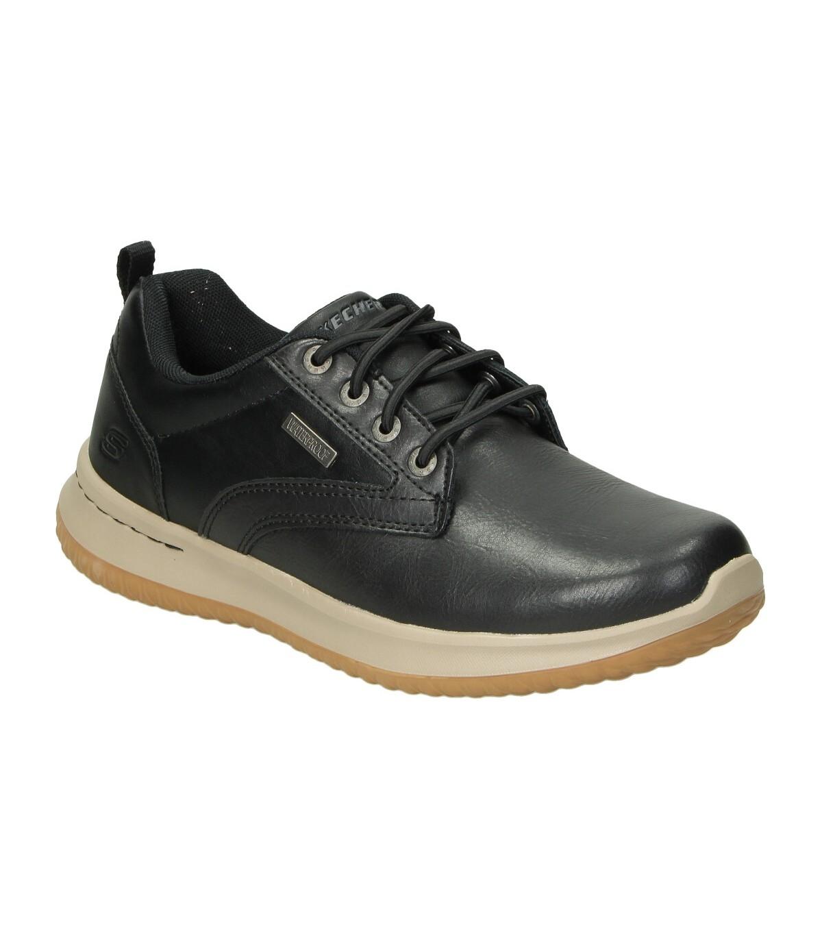 Zapatilla Skechers Delson Antigo en Piel Negro Waterproof