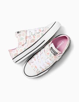 Zapatilla Converse Ctas 1 V Ox con Flores para Niñas